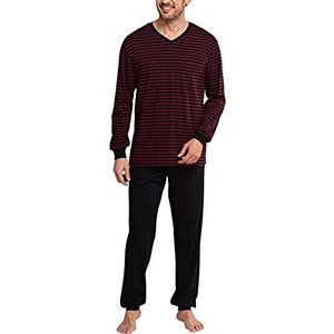 Schiesser Heren Essentials Pak Lange tweedelige pyjama, rood (bordeaux 502), 54