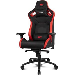 DRIFT Gaming Chair DR600 -DR600BR - Professionele Gaming Chair, kunstleer, 4D armleuningen, klasse 4 zuiger, kikmechanisme, kantelen, zwenken, vergrendelen, lende/nervelkussen, kleur zwart/rood