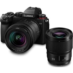 Panasonic LUMIX S DC-S5KCE-EG Full Size Camera Allround Set met lenzen S-R2060 (20-60mm, F3.5-5.6) en S-S50 (50mm, F1.8), zwart