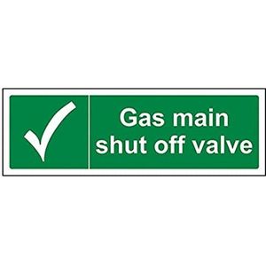 VSafety 23027AX-R ""Gas Main Shut Off Valve"" Safe Condition Algemeen Teken, Stijf Kunststof, Landschap, 300 mm x 100 mm, Groen