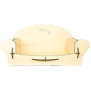taku Tk04Pln Hondenbedden, fauteuil van hout, klein, binnen, 32 x 55 cm, kleur natuurlijk hout, S, licht natuurlijk hout