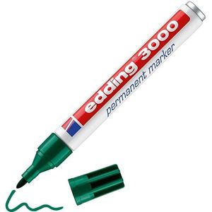 edding 3000 permanent marker - groen - 1 stift - ronde punt 1,5-3 mm - sneldrogende permanent marker - water- en wrijfvast - voor karton, kunststof, hout, metaal - universele marker