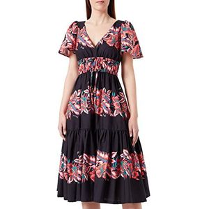 Pinko Poplin jurk, print, casual, voor dames, Zr3_mult.zwart/rood, 36 NL