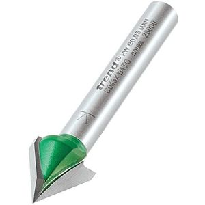 Trend CraftPro Afschuinfrees frees, 1/4 inch schacht, 12,7 mm snijdiameter en 60 graden V-groef, wolfraamcarbide getipt, C043X1/4TC