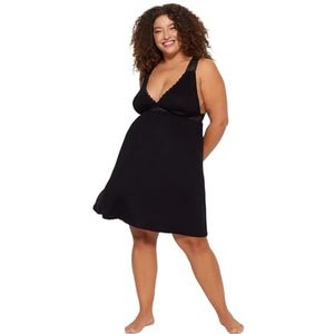 TRENDYOL Plus Size Nightgown - Bourgondië, zwart, 4XL