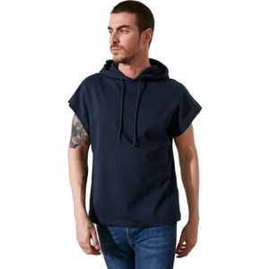 Trendyol Man Oversize Basic Hood Geweven Sweatshirt, Marineblauw, L, Donkerblauw, L
