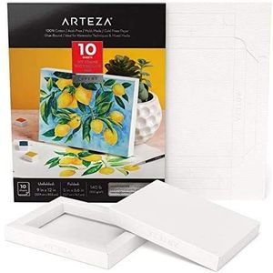 Arteza Aquarelblok, Aquarel-schetsboek met 10 vellen 300-grams papier met vouwbare frames, Aquarelpapier van 12,7 x 16,7 cm, Waterverf-papier van 100% katoenpulp, voor schilder- en mixed-media-kunst