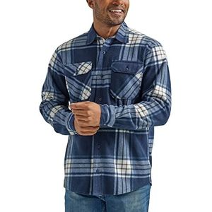Wrangler Mannen lange mouwen geruite fleece Shirt jas knop - blauw - S