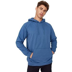Trendyol Heren capuchon effen oversized sweatshirt, marine blauw, L, marineblauw, L