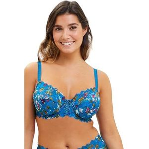 SANS COMPLEXE - BH met kanten beugels - Arum Mosaic - Dames - Blauwe bloemenprint Mykonos - 105E, Mykonos blauwe bloemenprint, 90E