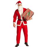 Boland 13411 - Kerstman kostuum set 5-delig, pak met broek, jas, riem, hoed en baard, verkleedkleding mannen, kerstman, Kerst, vrijgezellenfeest of carnaval