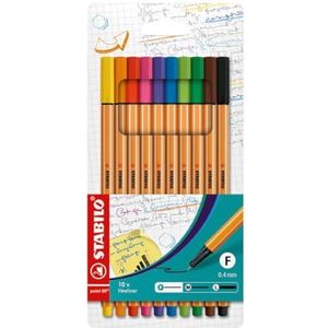 Fineliner - STABILO point 88 - 10 kleuren - standaardkleuren