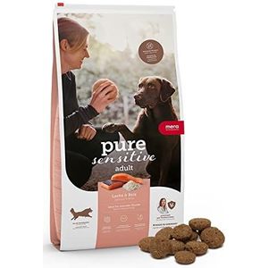 MERA Pure gevoelige zalm en rijst, hondenvoer droog voor gevoelige honden, droogvoer van zalm en rijst, voer voor volwassen hond, zonder tarwe en suiker (4 kg)