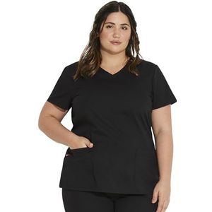 Dickies Women's Eds Signature Scrubs Jr. Fit V-Neck Top, Black, XX-Large