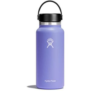 Hydro Flask W32BTS474 Waterfles van 946 ml Vacuüm Geïsoleerde Roestvrij Stalen Drinkfles met Lekvrije Flex Cap en Lusdop Dubbelwandige Herbruik bare Fles BPAvrij Brede Opening Lupine