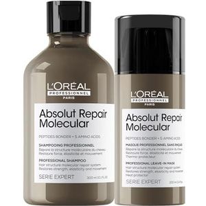 L’Oréal Professionnel, Routine voor zeer beschadigd haar, set met Shampoo en Leave-in Masker, Herstelt de Moleculaire Structuur Van het Haar, Absolut Repair Moleculair
