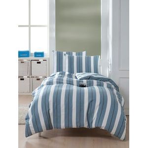 Nuit Des Rêves Petrol Blue & White Single Quilt Cover Set, 135 x 200 cm | 70% Katoen, 30% Polyester | Machine Wasbaar, 120 Thread Count, Button & Envelope Sluiting