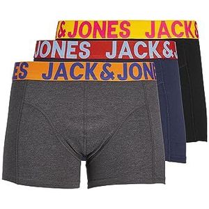 Mann Jack & Jones Set 3 Pack JACCRAZY SOLID Boxershorts Stretch Unterhose Basis Unterwäsche, Colour:Black-Navy-Grey, Size:XL