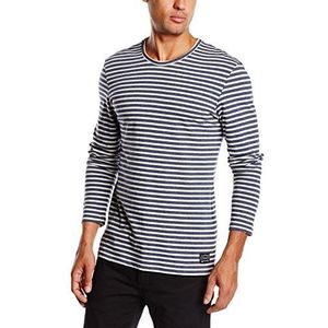 edc by ESPRIT Heren shirt met lange mouwen gestreept - slim fit, meerkleurig (zwart/wit), XL