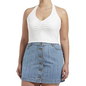 Hue Women's Blackout Cotton Midriff Bandeau Tube Halter Top, Assorted Shirt, Halter Top/White, XL