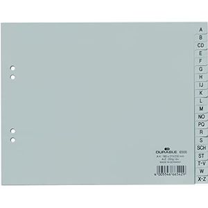 Durable 650010 Tabbladen met bedrukte tabs A-Z (Duits), 20-delig, A4 liggend, PP, grijs