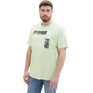 TOM TAILOR Heren Plussize Basic T-shirt met print, 35169 - Tender Sea Green, 4XL