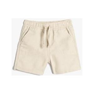 Koton Baybboys Linen Shorts met trekkoord en zakken, beige (057), 6-9 Maanden