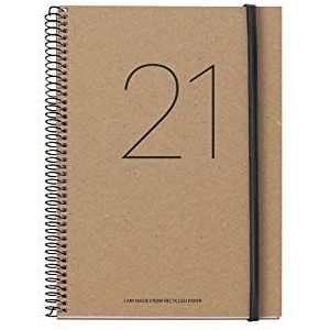 Miquelrius - 2021 dagboek, 100% gerecycled jaar, Catalaans, week om te bekijken, 70 g papier, gelinieerd karton, ambachtelijk, formaat 155 x 213 mm (A5)