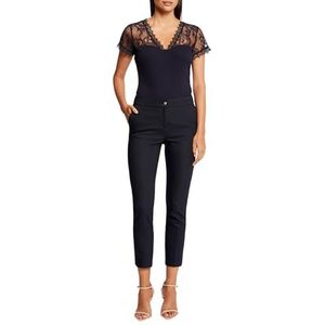 Morgan T-shirt met korte mouwen en kant, Marineblauw, M