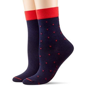 ESPRIT Kleine stippen voor dames, set van 2 stuks, katoen, zwart, wit, vele andere kleuren, versterkte damessokken met patroon, ademend, kleurrijk, dun, met stippen, in multiverpakking, 2 paar, blauw (marine 6120), 39-42 EU