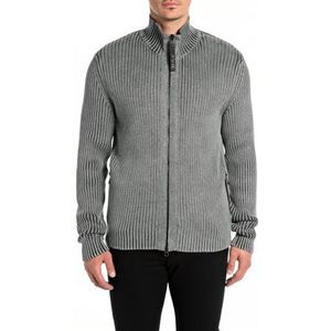 Replay Gebreid herenvest regular fit met ritssluiting, 093 Lead Grey, S