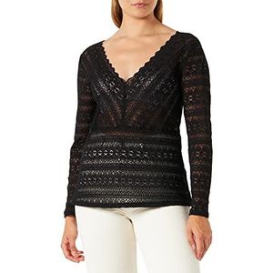 Vila Vrouwelijke blouse met lange mouwen Curve – kant, zwart, 54 Grote maten