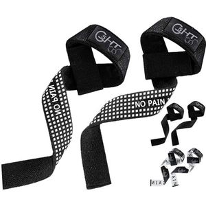 G5 HT SPORT Straps (gevoerd) bodybuilding-training heren dames gewichtheffen riemen voor powerlifting deadlifting gewichtheffen (Black (siliconen handvat))