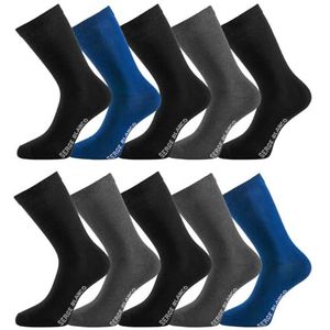 Herensokken, gekamd katoen, zacht, 10 stuks, hoge herensokken, comfortabel, 39/42, zwart/grijs/marineblauw, 39-42 EU