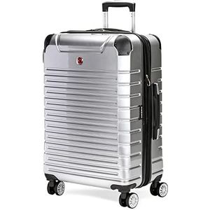 SwissGear 7782 hardside uitbreidbare bagage met spinnerwielen, zilver, geruit medium 24-inch, 7782 hardside uitbreidbare bagage met spinnerwielen