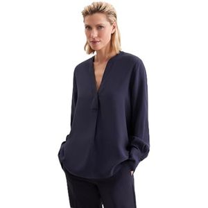Seidensticker Damesblouse, regular fit, effen, V-hals, lange mouwen, tuniek, 100% viscose, blauw, 40