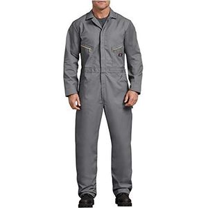 Dickies Men's 7 1/2 Ounce Twill Deluxe Long Sleeve Coverall - Industrial Workwear, Zipper Front, Garage Uniform Fit, Gray, Large Tall