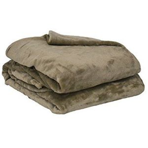 Fleecedeken, polyester, taupe, 180 x 220 cm, motief: Poyet Motte - productlijn microvezel