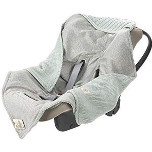 LÄSSIG Baby gebreide deken voor autostoel autostoel deken inslagdeken babyzitje 100% biologisch katoen GOTS licht mint