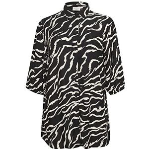 Kaffe Curve Kcsonna shirt voor dames, zwart/antieke zebra print, 42 Groten mate