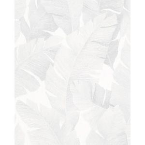 Marburg - Avalon - Vliesbehang - Wit Grijs - Natuur Bladeren Bloemen Jungle Plantenmotief - 10,05 x 0,53 m
