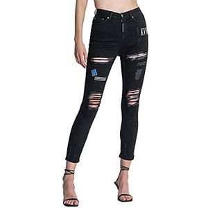 Gianni Kavanagh Black Lucifer Jeans voor dames, Blanco Y Gris, M