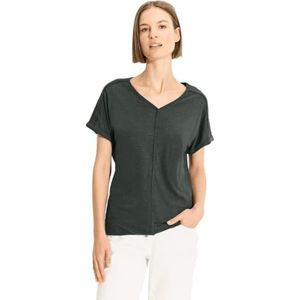 Cecil Linen_Solid T-shirt voor dames, Sterk kaki, M