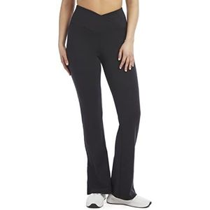 Danskin Vrouwen Side Slit Flare Yoga Broek, Zwart zout, S