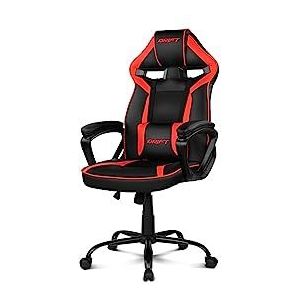 DRIFT GAMING Chair DR50 -DR50BR- Gamestoel, professioneel, in hoogte verstelbaar, tuimelstoel, gevoerde armleuningen, kunstleer, 67 x 122-131 x 67 cm, rood/zwart