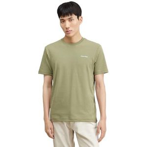 Calvin Klein Heren Micro Logo Interlock T-shirt S/S, Delta Groen, XS