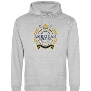 AMERICAN COLLEGE USA Sweatshirt met print, warme kleding, uniseks, kinderen, jongens en meisjes, casual, model ACSCW5 MELL Grey 10 jaar, Grijs, 10 ans