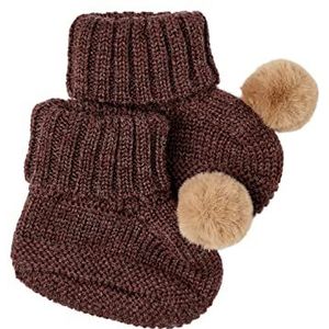 NAME IT Baby Girls NBFWRILLA Wool Knit Slippers W/DOT XXII sokken, Deep Mahogany, 62/68, Deep Mahogany, 62/68 cm