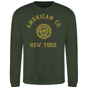 AMERICAN COLLEGE USA Sweatshirt Sweatshirt Print Warme Kleding Uniseks Mannen en Vrouwen Casual Model ACSCRW4 Donkergroen S, Groen, S