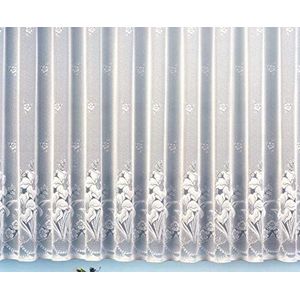 Gordijn, jacquard, gordijn met loodband voor mooie val, wit bloemenpatroon, allover met plooiband/universele railband HxB 145x300 cm voor raambreedte 100-135 cm